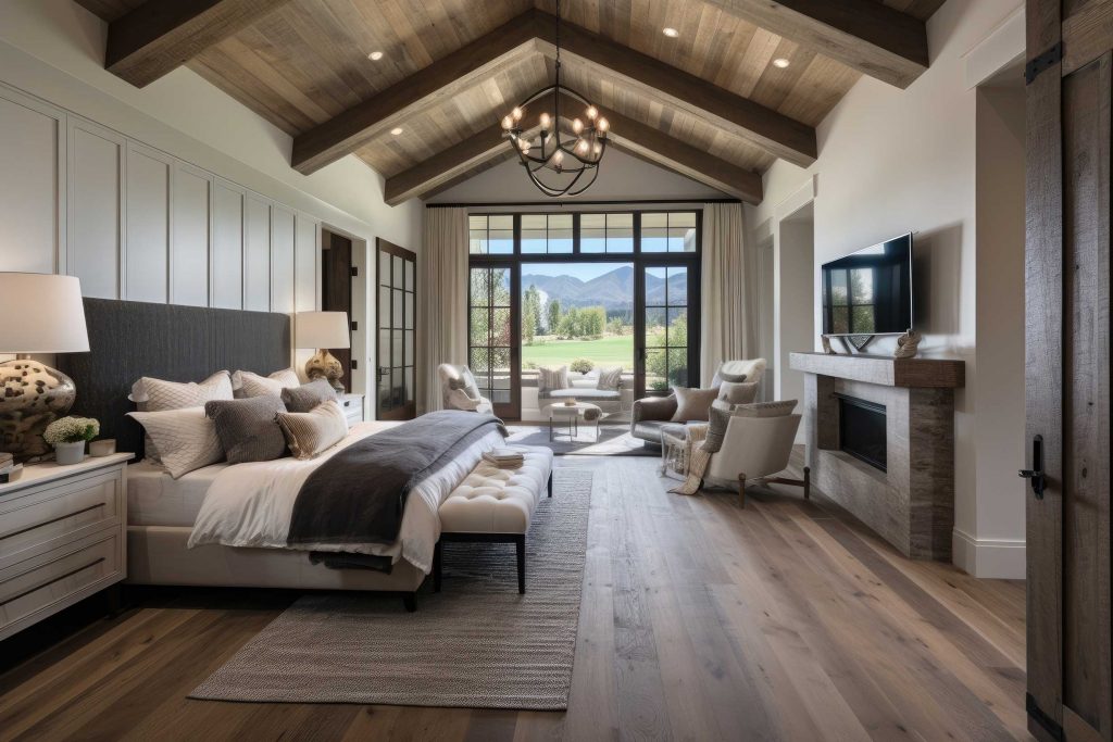 Modern farmhouse style master bedroom